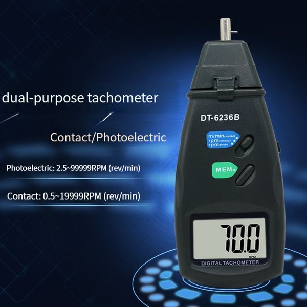 DT6236B Portable Digital 2 in 1 Capteur laser Photo Contact Tachomètre Tach 99 999 RPM Rotation