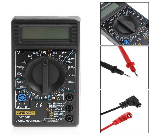 DT830 Mini multimètre LCD multimètre numérique pour Volt Amp Ohm testeur mètre voltmètre ampèremètre Protection contre les surcharges avec sonde 3558397