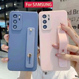 DTLeaf Siliconen Case voor Samsung A51 A52 71 31 32 12 72 10 20 30 A21s S10 S21 S20 FE Plus Ultra Polsband Telefoon Houder Cover T220805