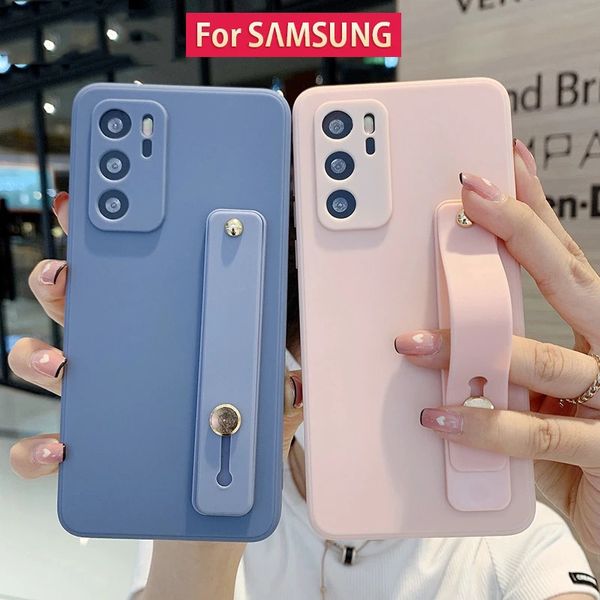 Fundas de silicona DTLeaf para Samsung A51 A52 71 31 32 12 72 10 20 30 A21s S10 S21 S20 FE Plus, funda con soporte para teléfono con correa de muñeca Ultra