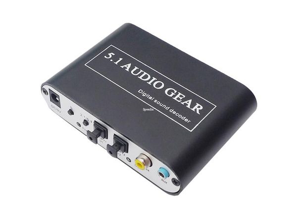 Envío gratuito DTS Decodificador de audio digital 5.1 Audio DTS / AC-3 / 6CH Convertidor de audio digital LPCM a 5.1 Salida analógica 2.1 DVD PC + Capacidad óptica