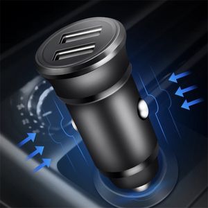 Chargeur de voiture double USB pour téléphones portables tablettes MP3 blanc noir Max 2.4A courant adaptateur d'alimentation automatique 100 pièces/up