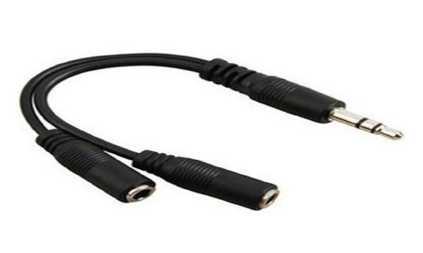 Cable auxiliar doble divisor de auriculares de 35 mm 1 puerto de entrada y 2 puertos de salida negro9815741