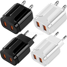 Dual 5V 2.4A Eu US USB Lader QC3.0 Power Adapter Voor Iphone 11 12 13 14 15 Pro max Samsung M1 pc mp3
