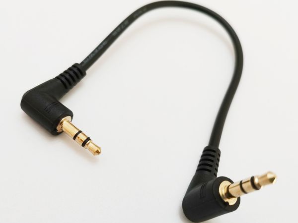 Câbles audio, double câble d'extension audio mâle à 3 pôles, coudé à 90 degrés, 3,5 mm, 4 pôles, environ 15 cm/10 pièces