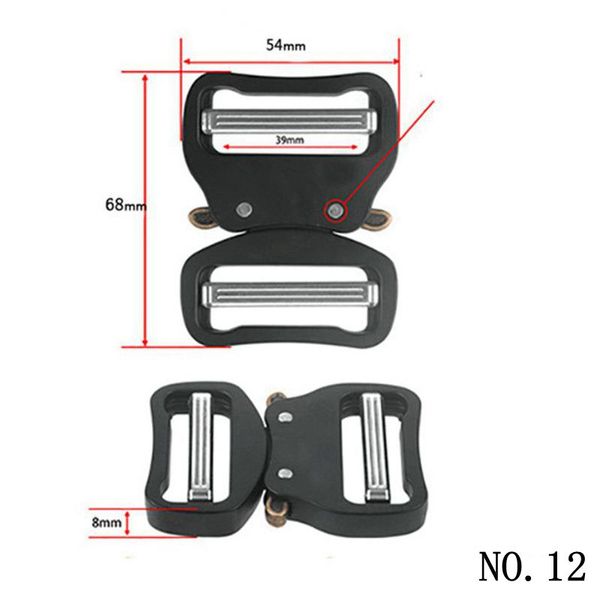 Bebada táctica sin costo de doble meta Liberación rápida para ancho de 38 mm Strap Men Luggage Clotbing Clip Hebillas negras