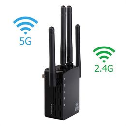 Répéteur Wi-Fi d'extension d'amplification de Signal sans fil double bande 1200m routeur WiFi 4 antennes pour bureau à domicile