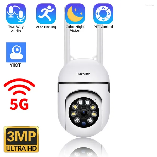 Caméras de Surveillance WiFi double bande caméra IP 3MP 1080P couleur Vision nocturne Protection de sécurité CCTV extérieur YiloT