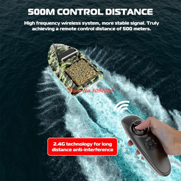Fuente de alimentación de batería dual RC Bait de pesca BATA DUAL 500m Carga de 2 kg Control remoto Motor Dual Velocidad constante Nido de crucero
