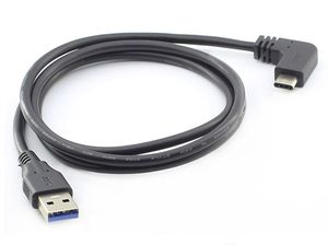 Dubbel buigen USB 3.1 Type-C naar USB 3.0 Type A Data Transfer Power Cable voor Samsung Android-telefoon Black 1m