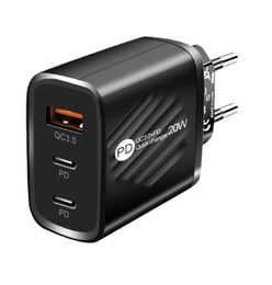 Chargeurs de téléphone portable Dual C PD Dual TYPEC 1USB Chargeur Multiport PD USB Charge de voyage pour Iphone Samsung Lg Mobile Phone1894359