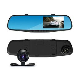 Double caméra de voiture DVR rétroviseur Dashcam 4,3 pouces 1080P Full HD 170 ° grand Angle de vue Vision nocturne enregistrement de Cycle capteur G
