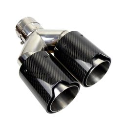 Dupla fibra de carbono 304 aço inoxidável universal tubo de escape do carro silenciador dicas para bmw292e