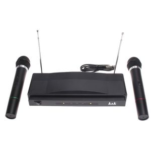 Freeshipping Dual Channel Dual Wireless Wireless Micrófono Tipo inalámbrico Micrófono de mano para KTV DJ Karaoke Meeting Hosting Party