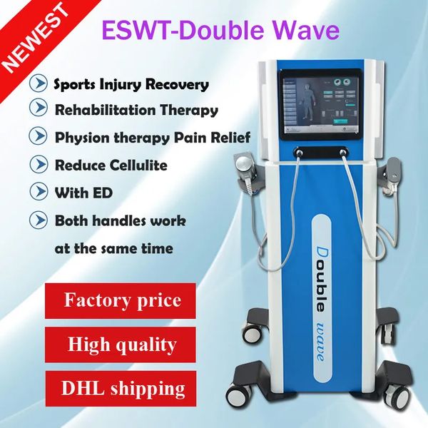 Machine à ondes de choc à double canal, pour le traitement ED, soulagement de la douleur corporelle, pistolet de Massage électrique, équipement de physiothérapie à ondes de choc