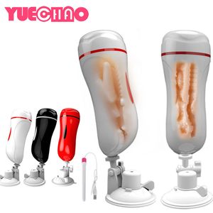 Dual Channel Vagina Anale Masturbatie Cup Pijpbeurt Vibrator Realistische Kut Mannelijke Masturbator voor Man Zuig Erotische sexy Speelgoed