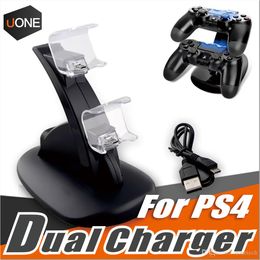 Dual Chargers voor PS4 Xbox One Wireless Controller 2 USB LED-station Opladen Dock Mount Houder voor PS4 Gamepad Play Station met doos