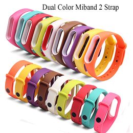 Dual Color Miband 2 riem Siliconen Gezonde Pulsa Kleurrijke Vervangende Polsriem voor Xiaomi MI 2 Smart Band 16 kleuren