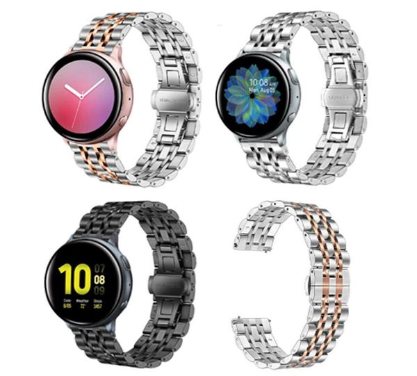 Bracelet de sangle de liaison solide en acier inoxydable à double couleur pour Samsung Galaxy Watch Active 2 40 mm 44 mm Bandes métalliques Remplacement2022844