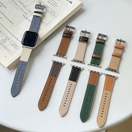 Correas inteligentes para reloj de diseñador con costuras de colores duales para Apple Watch Band Ultra 38 mm 44 mm 45 mm PU Leather iwatch Band Series 8 9 4 5 6 7 Correa de reloj