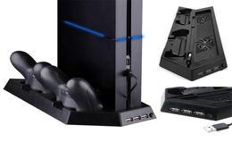 Dual Fan de enfriamiento Ventilador vertical de la estación de carga Controlador de juegos de juego para Sony PlayStation 4 GamePad8682316