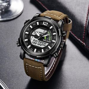 Reloj Digital de doble pantalla para Hombre, relojes de cuarzo analógicos deportivos MEGIR, Reloj Masculino, Relojes de pulsera militares del ejército para Hombre, Hora 243m