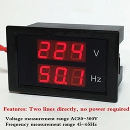 Dual Display Spanningsfrequentiemeter AC80-300V 45-65Hz Frequentieteller Voltmeter Hertz Hz-meter met rode LED