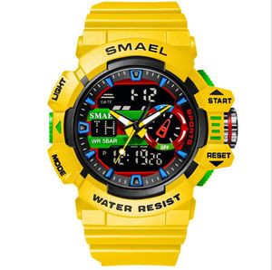 Montres à double affichage SMAEL 8043 Sports lumineux occasionnels étudiant en plein air Homme Montre électronique Reloj Hombre montre-bracelet 50M Natation étanche