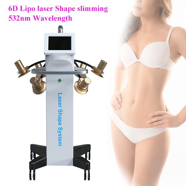 Lipolaser 6D double fréquence amincissant 532nm thérapie par la lumière verte machine mince rapide équipement de réduction de graisse laser lipo intelligent