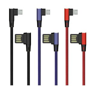 Dual l 90 graden flexibele metalen type-C-kabels Snelle oplaadkoorden voor type C Micro USB Gaming kabeloplader