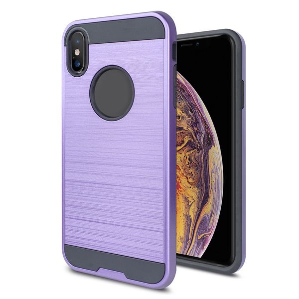 Pare-chocs double couche PC + TPU avec coque arrière hybride antichoc en métal brossé pour iPhone X/XS/XR/Xs max