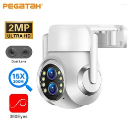 Lente dual 4 mm -12 mm 15x zoom ptz wifi ip cámara ip seguimiento humano de 2 vías cámaras de seguridad para el hogar inteligente