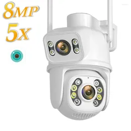 Dual Lens Wifi PTZ-camerascherm 4MP H.265 Nightvision Outdoor 2MP Bewakingscamera's ICSEE-app