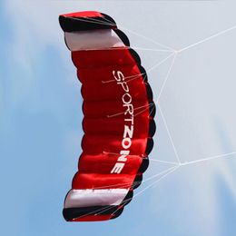 Dual Line Parachute Stunt Kite met twee 30 m handle Lineone opbergzak parafoil kite outdoor strand plezier sportvit hoge kwaliteit hoge kwaliteit