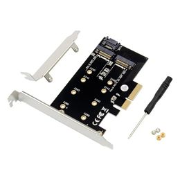 Dubbele M.2 PCIE-adapter M2 SSD NVME M Key SATA-gebaseerde B-sleutel tot PCI-E 3.0 X 4 Converter Card Support 2280 2260 2242 2230