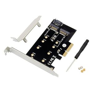 Dual M.2 PCIe Adapter M2 SSD NVME M Clé SATA Based B Key to PCI-e 3,0 x 4 Converter Card Prise en charge 2280 2260 2242 2230