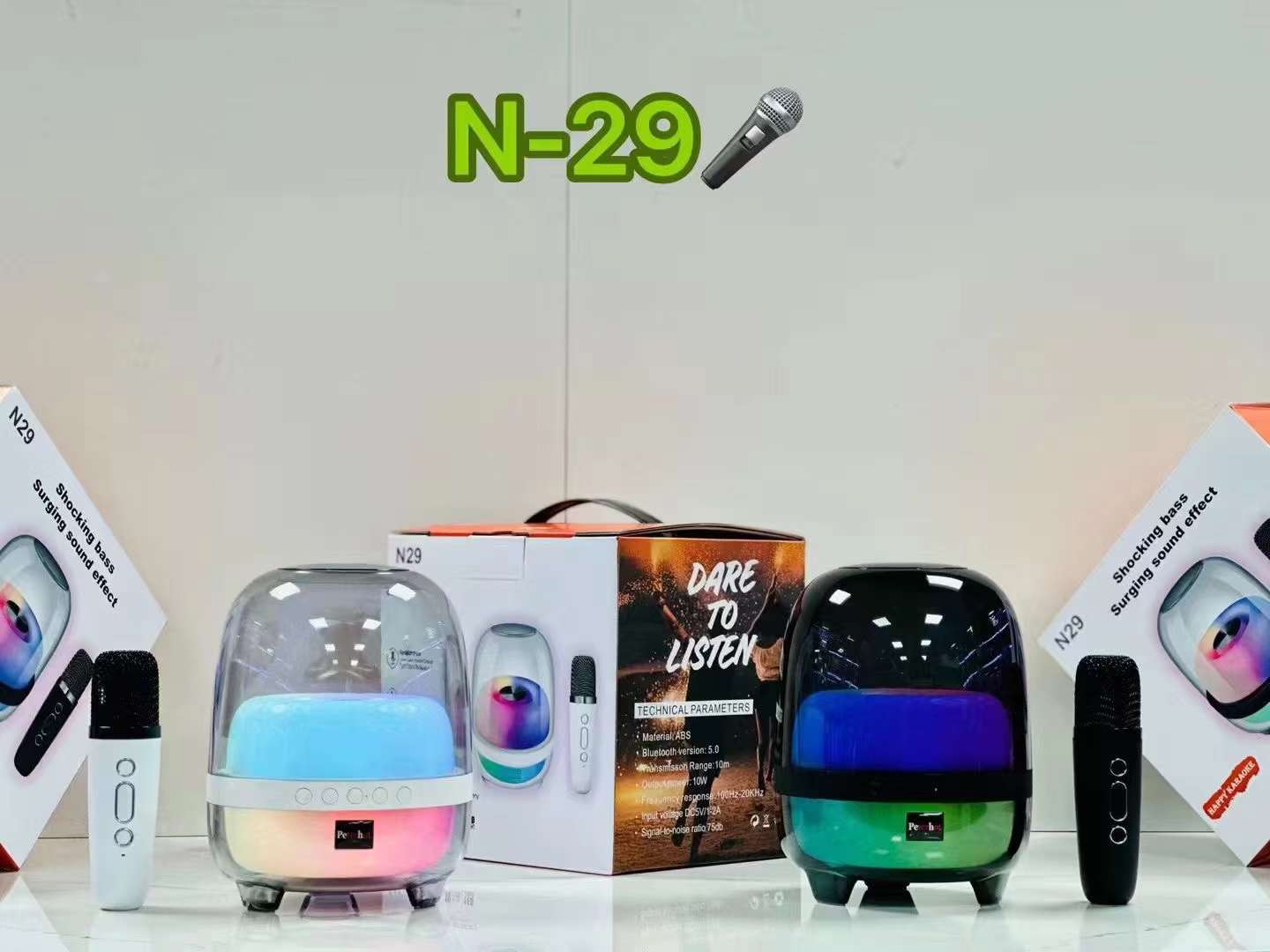 Dual Microphone Karaoke Bluetooth Speaker Portable Mini Wireless Outdoor Waterproof Subwoofer Speakers Support TF USB Card