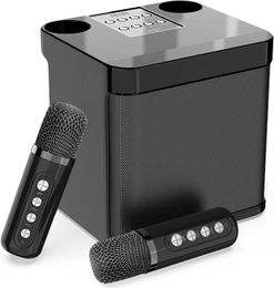 Machine de karaoké à double microphone pour adultes et enfants Système de haut-parleurs Bluetooth PA portable avec 2 microphones sans fil Accueil 231228