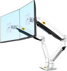 Dual Monitor Bureau Montage Stand Full Motion Swivel Swivel Ordinateur Spring à gaz Convient à 2 écrans jusqu'à 32 '' 19.8Lbs chaque moniteur White