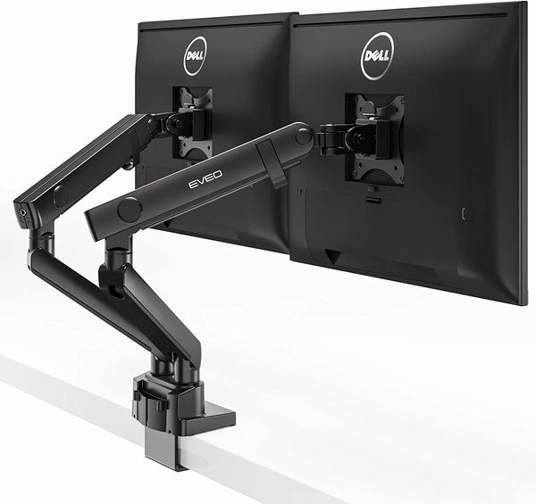 Soporte de monitor doble - Soporte de monitor de brazo doble de escritorio ajustable (90 grados) - Se adapta a pantallas de computadora de 17 a 32 pulgadas