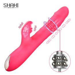 Double moteur gode lapin vibrateur Stretch Vibration Rotation jouet sexy pour les femmes G Spot masseur Clitoris stimulateur adulte boutique