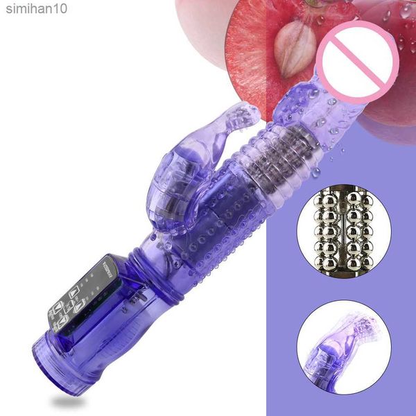 Dual Motor Rabbit Vibrators 12 Velocidades Dildo 360 Rotación Punto G Masajeador Estimulador de clítoris Juguetes sexuales para adultos para mujeres Sex Shop L230518