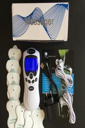 Dubbele output EMS TENS THERAPY MACHINE MACHINE EENHEID LICHAAM SLEIMING Massager Puls Massage Elektrische spierstimulator Gezondheidszorg met retail 9769470