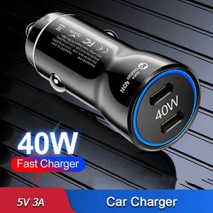 Chargeur de voiture Dual Pd 40W Type C Charge rapide 3.0 Adaptateur de chargeur de voiture de chargement super rapide pour iPhone 15 Huawei Xiaomi Samsung S24