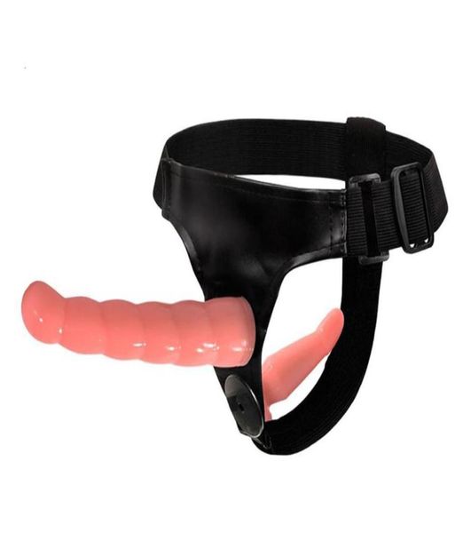 Double pénis harnais sangle sur godes nouveauté femme Double bite produits pour adultes pour les femmes lesbiennes Sex Toys7827883