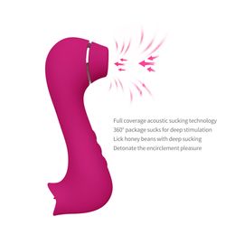Double plaisir vert d'air d'air de stimulateur clitoral licking licking licking clitoral, clitoris sucette du jouet sexuel rechargeable imperméable pour les couples (rose vif)