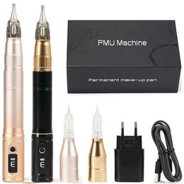 Puerto dual 5 velocidades Batería Maquillaje permanente inalámbrico Ceja Profesional PMU Máquina de tatuaje rotativa Pluma con aguja universal 240112