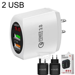 Dual Port USB digitaal display LED 25W muuradapter EU/US/UK aangepast voor iPhone Samsung smartphone