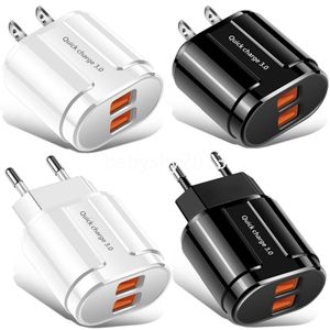 Dual Poorten 5V 3.1A EU US Wall Charger plug 1USB QC3.0 power Chargers Adapter Voor Samsung s8 s9 s10 IPhone 12 13 14 15 B1