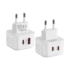 Dual Ports USB-C PD-lader Type C Power AsatPers 40W 20W EU UK Wall Charger Plugs voor Samsung Xiaomi Huawei